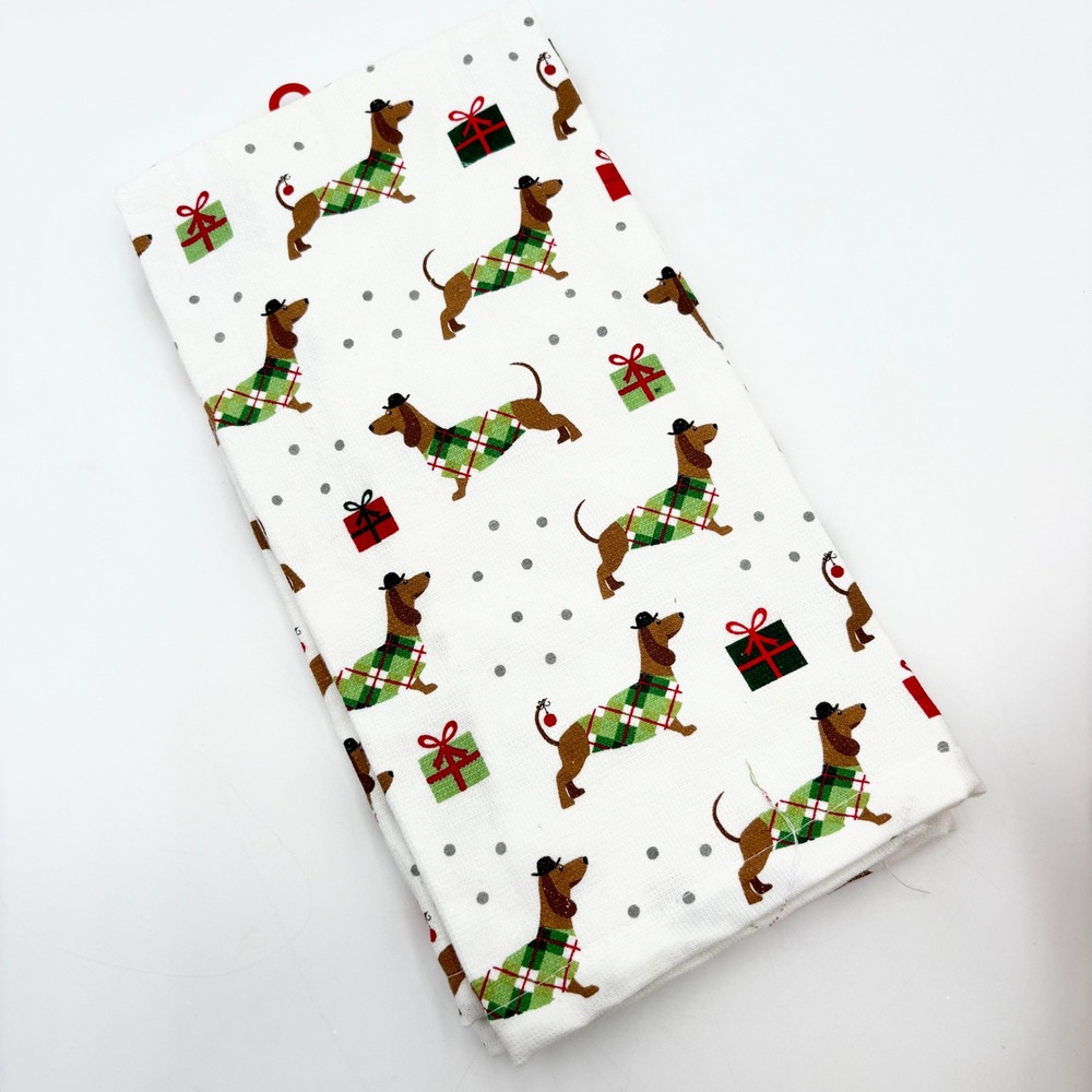 Set of 2 Blissliving Dachshund Doxie Christmas Kitchen Towels Holiday Dog Gift - Picture 4 of 5